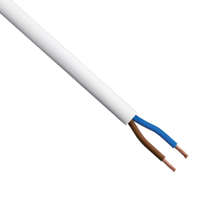 2 Core White Standard Flexible Cable - 1.0mm x 50 Metres