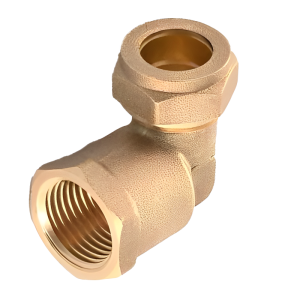 Brass Compression Parallel Female Elbow - 22mm x 3:4 Left