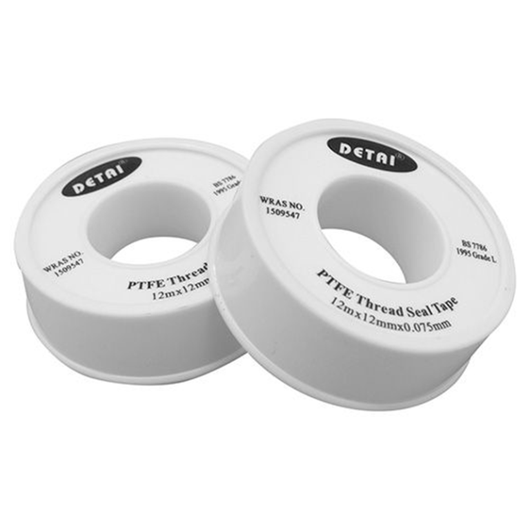 Detai PTFE Plumbers Threaded Seal Tape Roll - 12mm x 12m Double