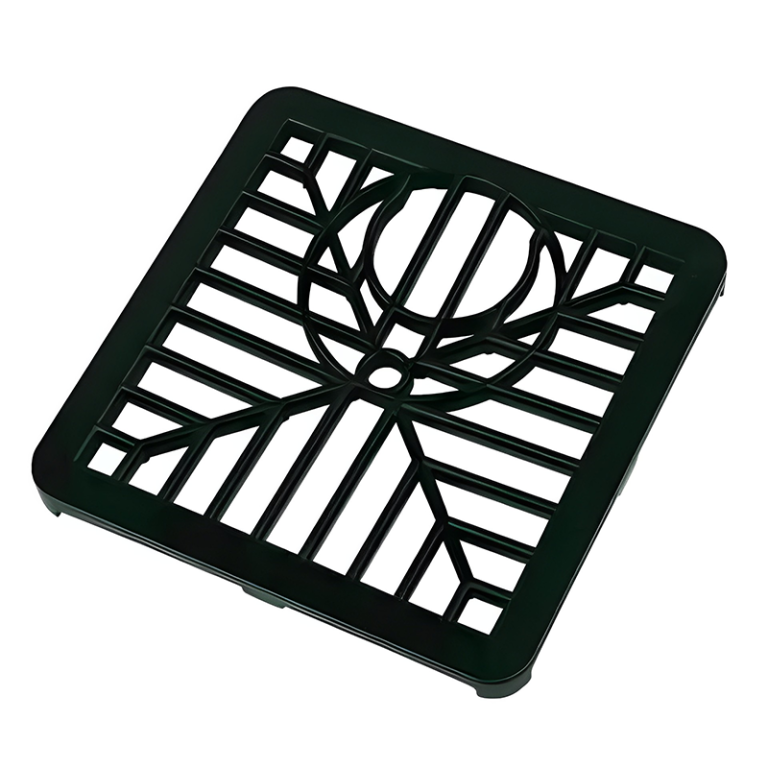 FloPlast Black Drainage Square Gully Grid - 110mm Left