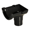 FloPlast Black Half Round Gutter Stop End Outlet - 112mm Left