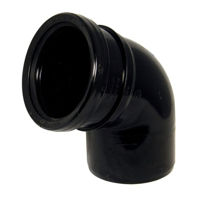 FloPlast Black Ring Seal Soil 112.5° Bend Single Socket - 110mm Left