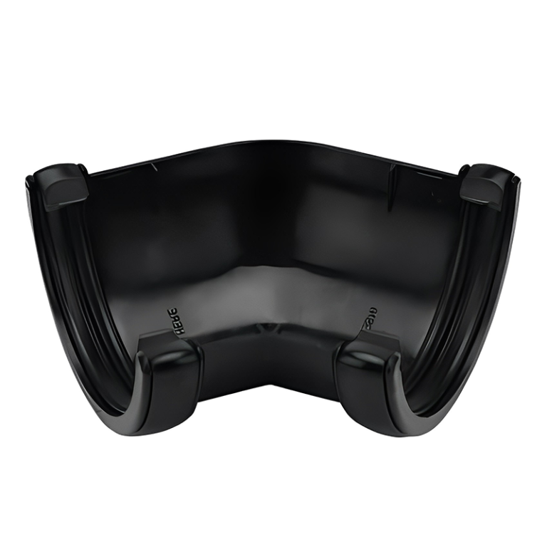 FloPlast Black Round 135° Gutter Pipe - 112mm Left