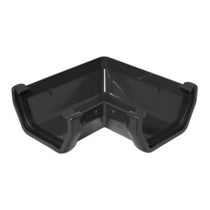 FloPlast Black Square 90° Gutter - 114mm Left