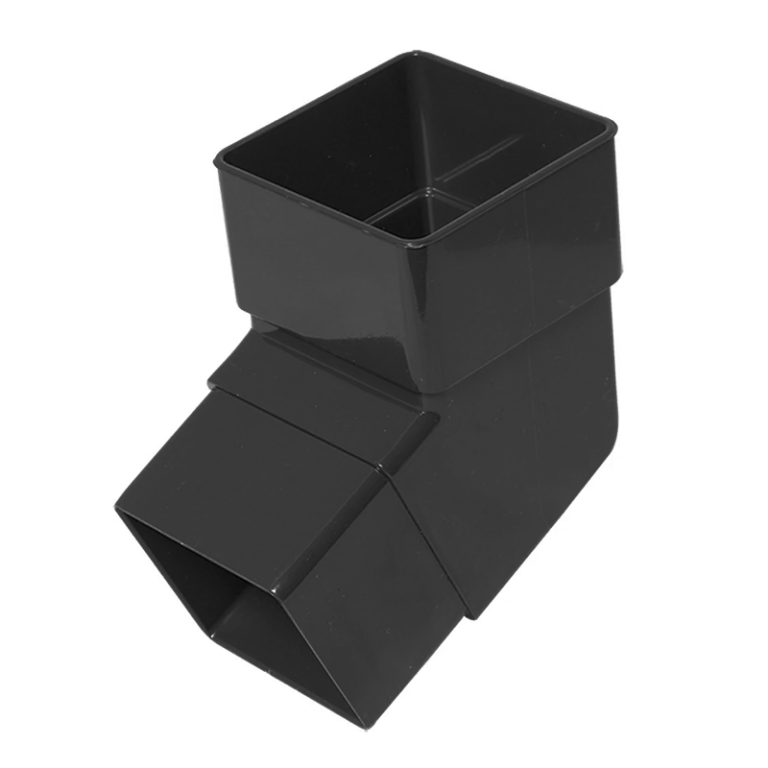 FloPlast Black Square Downpipe 112.5° Offset Bend - 65mm Left