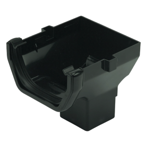 FloPlast Black Square Gutter Stop End Outlet - 114mm Left