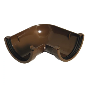 FloPlast Brown Round Gutter Pipe 90° Angle - 112mm