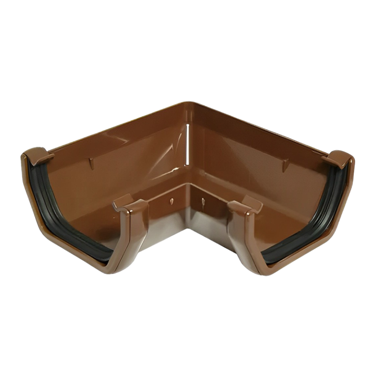 FloPlast Brown Square 90° Gutter - 114mm Left