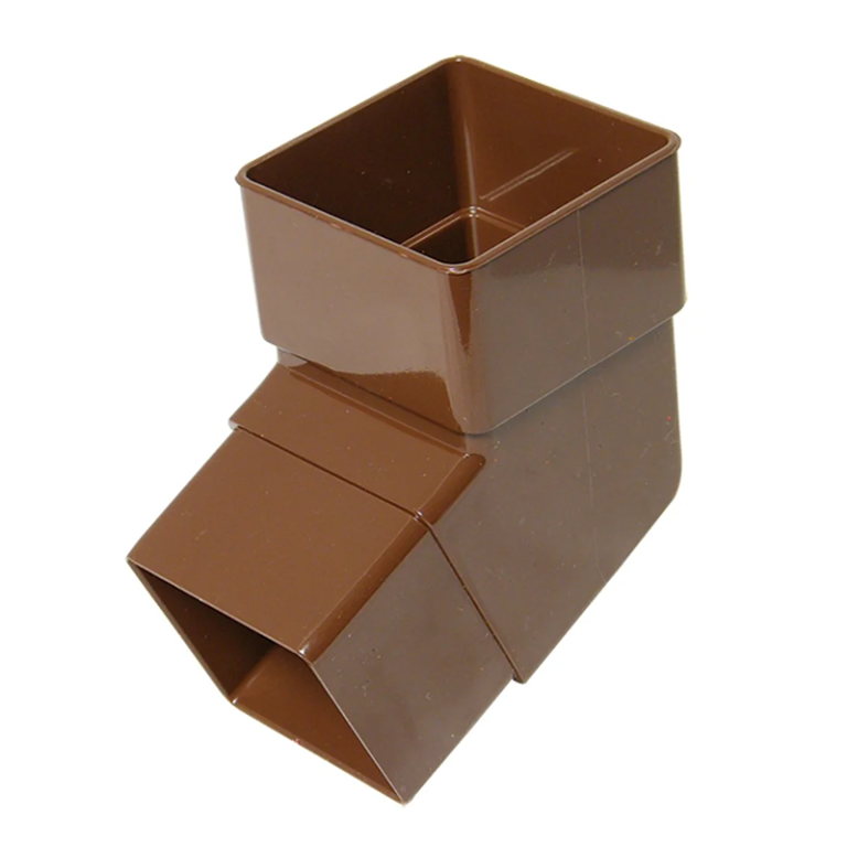 FloPlast Brown Square Downpipe 112.5° Offset Bend - 65mm Left