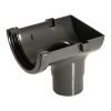 FloPlast Grey Half Round Gutter Stop End Outlet - 112mm Left