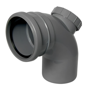 FloPlast Grey Soil 92.5° Access Bend - 110mm Left
