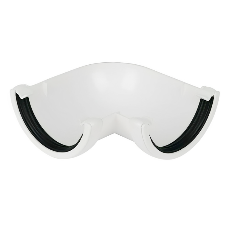 FloPlast White Round Gutter Pipe 90° Angle - 112mm Left