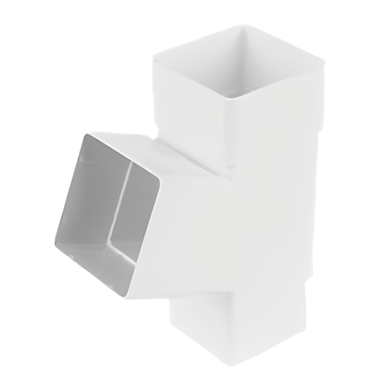 FloPlast White Square 67° Downpipe Branch - 65mm Left
