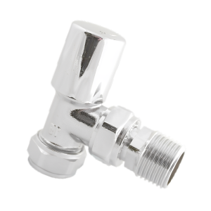 Genbra Angle Chrome Radiator Valve - 15mm x 1:2