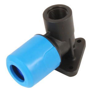 JG Speedfit MDPE Blue Plastic Push-Fit Wallplate Elbow - 25mm x 3_4_ BSP Left