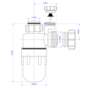 McAlpine A10V Anti-Syphon Bottle Trap - 32mm Drawing