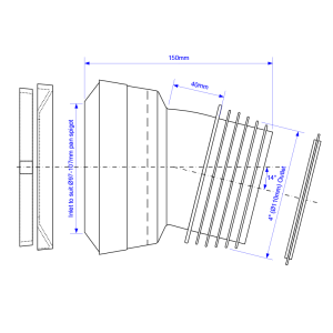 McAlpine MAC-7A 14° Angle MACFIT WC Connector - 110mm Drawing