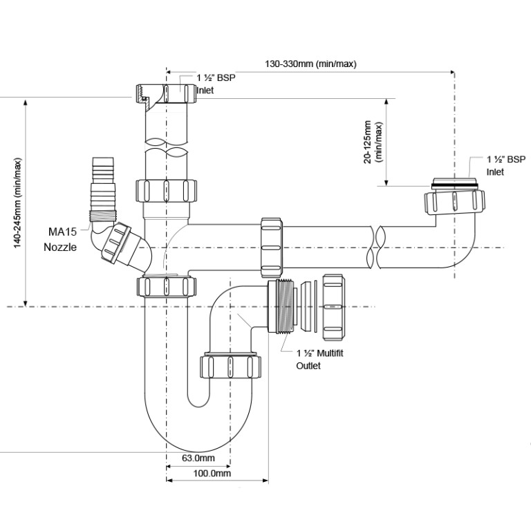 McAlpine SK1 Bowl and Half Sink Kit - 40mm Drawing