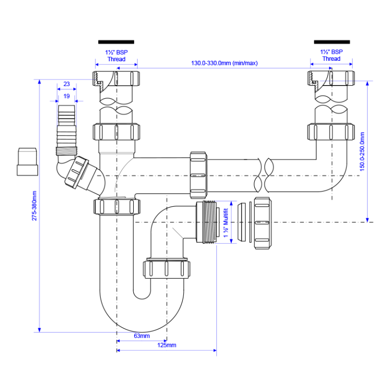 McAlpine SK2 Double Bowl Sink Kit - 40mm Drawings