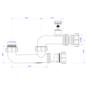 McAlpine SM10EV Seal Anti-Syphon Extended Body Bath Trap - 60mm Diagram