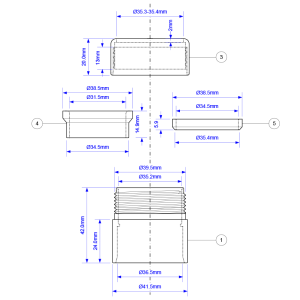 McAlpine Straight CP Brass x ABS Connector - 32:35mm Drawing