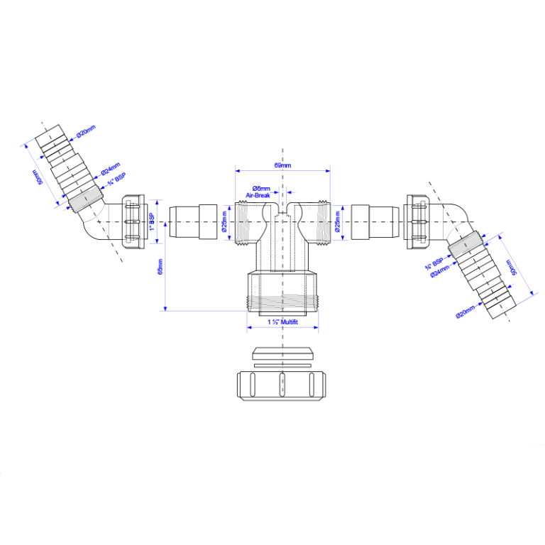 McAlpine V33WM Twin Connector - 40mm Drawing
