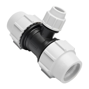 Plasson Compression MDPE 90° Reducing Tee - 25mm x 25mm x 20mm