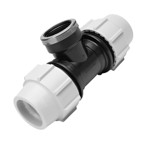 Plasson Compression MDPE Female 90° Branch Tee - 25mm x 25mm x 3:4 BSP Left