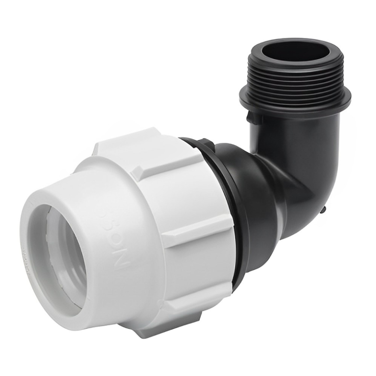 Plasson Compression MDPE Male 90° Elbow - 32mm x 1 BSP Left