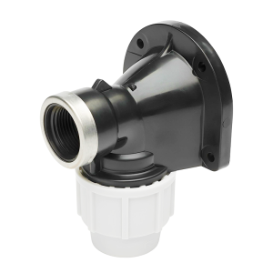 Plasson Compression MDPE Plastic Wall Plate Elbow - 20mm x 1:2 BSP Left