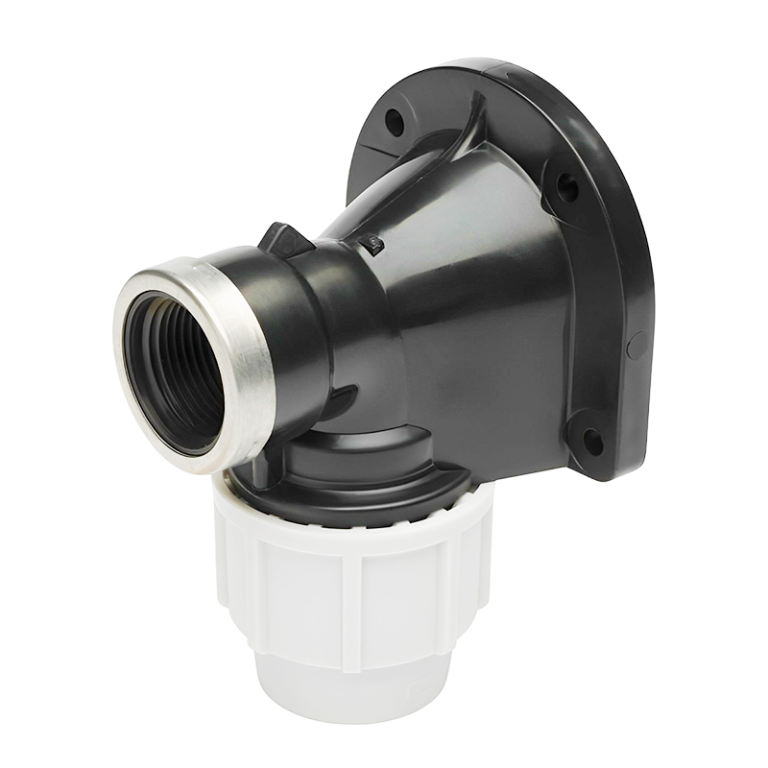Plasson Compression MDPE Plastic Wall Plate Elbow - 20mm x 1:2 BSP Left