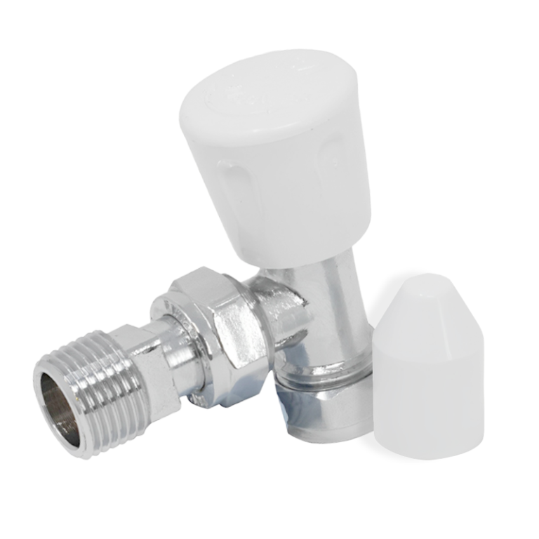 Radiator Valve Angled - 15mm x 1:2 Two Caps
