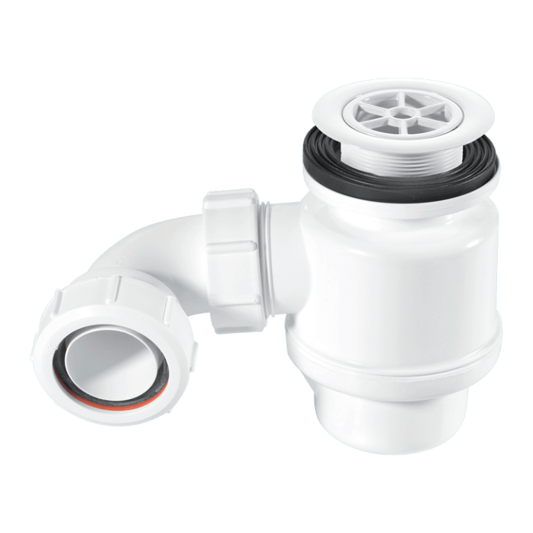 Standard Shower Trap with 70mm White Plastic Flange – STW2R Left