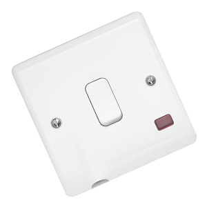 White Single 20 Amp Switch (Flex Outlet & Neon) Left