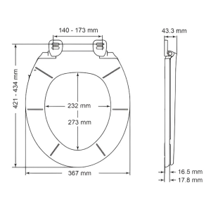 Bemis White Kent Thermoplastic Ultra-Fix Toilet Seat Diagram